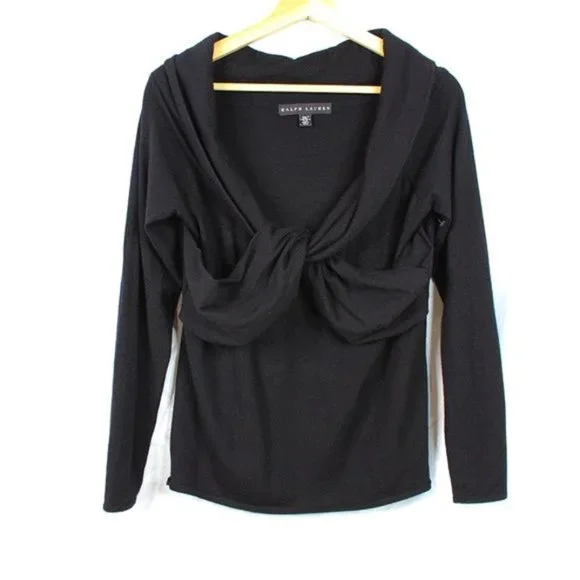 Ralph Lauren Black Label Cashmere Sweater Off the Shoulder Twisted Wide Neck - Picture 5 of 8